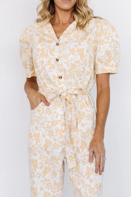Annalise Jumpsuit | White + Yellow | Baltic Born Best Sale