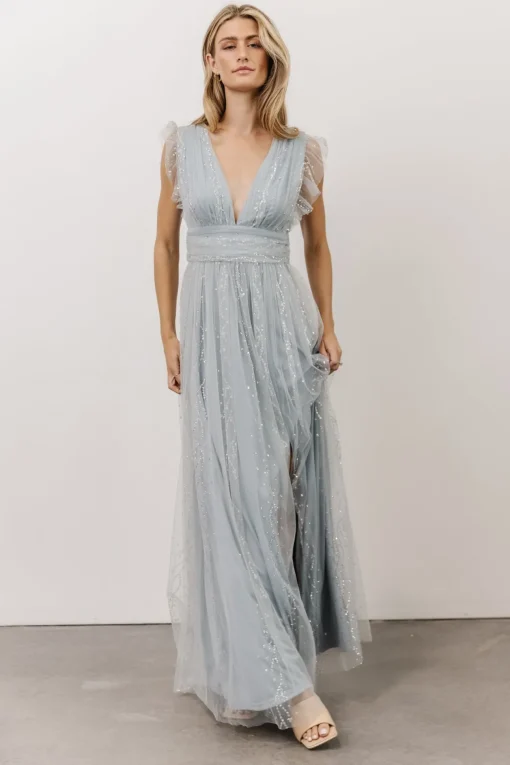 Annika Sequin Mesh Maxi Dress | Dusty Blue | Baltic Born Cheap