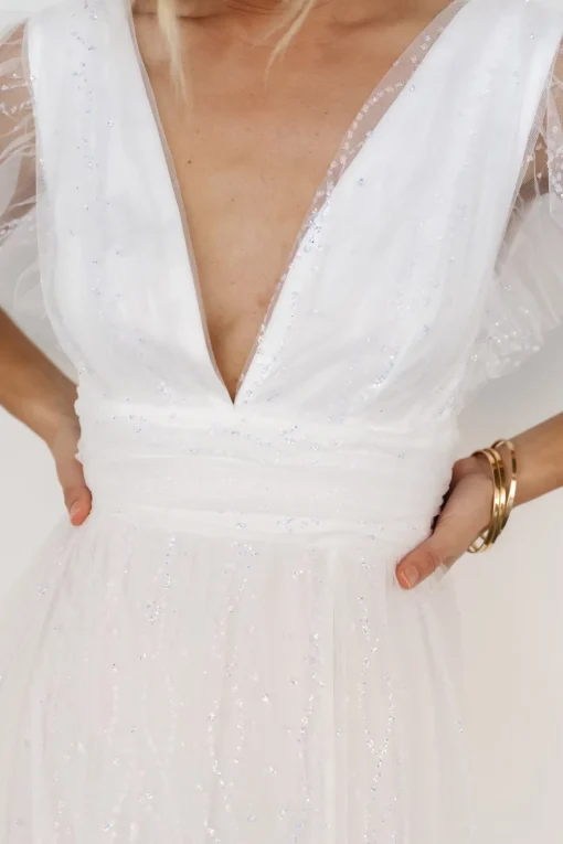 Annika Sequin Mesh Maxi Dress | Off White | Baltic Born Hot