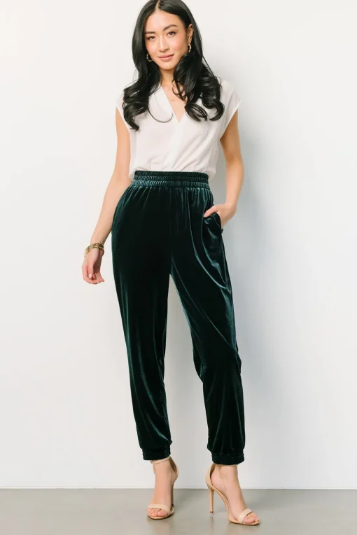 Archie Velvet Jogger Pants | Dark Green | Baltic Born Hot