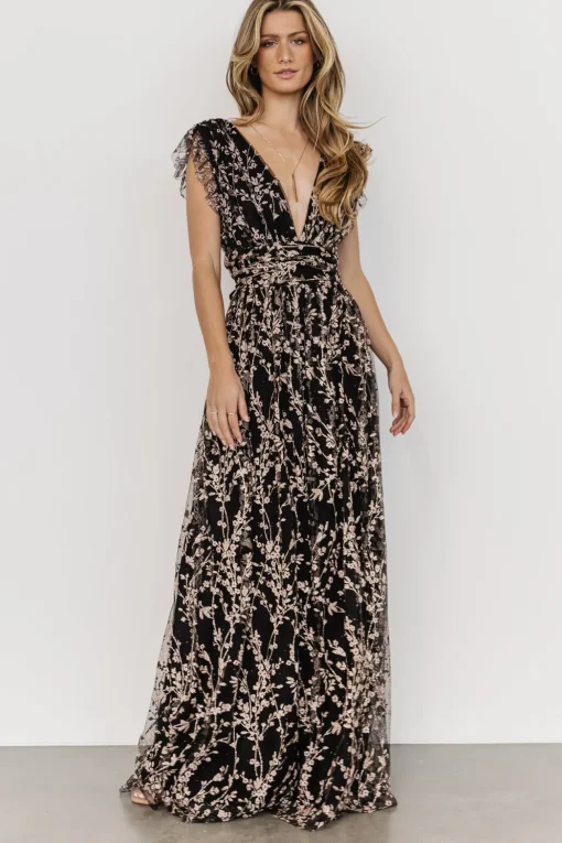 Arlene Shimmer Gown | Black + Rose Gold | Baltic Born New