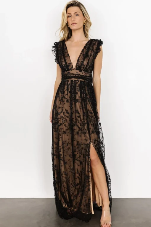 Arlene Shimmer Gown | Black + Nude | Baltic Born Fashion