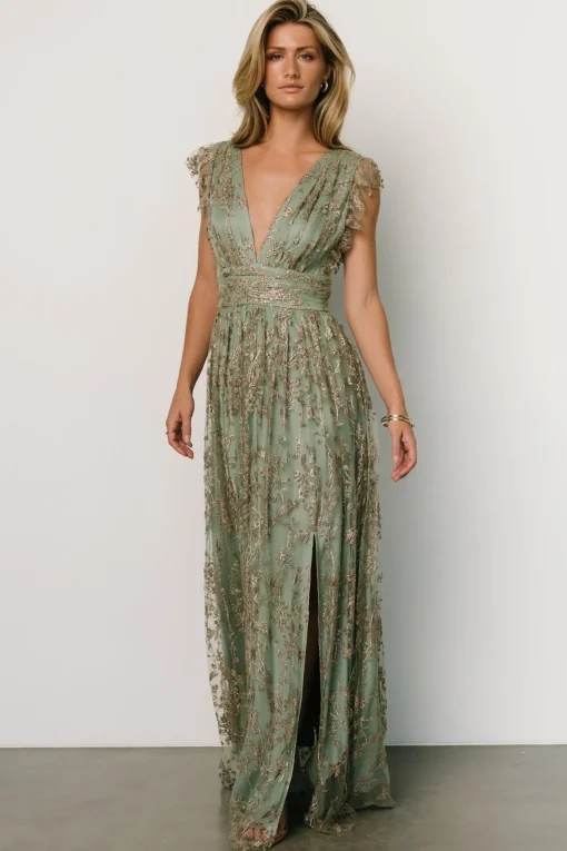 Arlene Shimmer Gown | Sage + Gold | Baltic Born Hot