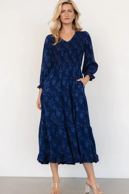 Aubrey Smocked Midi Dress | Navy Floral | Baltic Born Cheap
