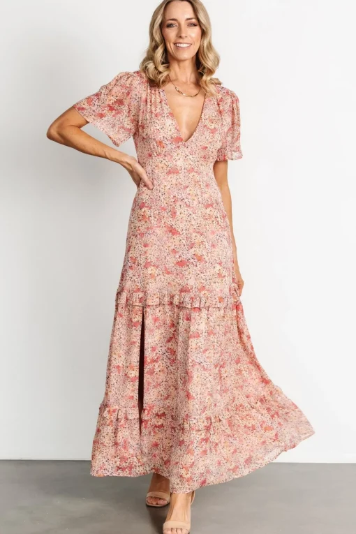Audrey Deep V Maxi Dress | Blush Floral | Baltic Born Cheap