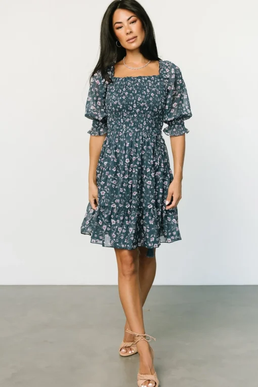 Azlyn Smocked Short Dress | Blue Multi | Baltic Born Clearance