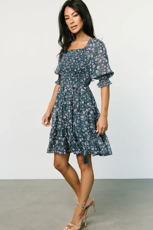 Azlyn Smocked Short Dress | Blue Multi | Baltic Born Clearance