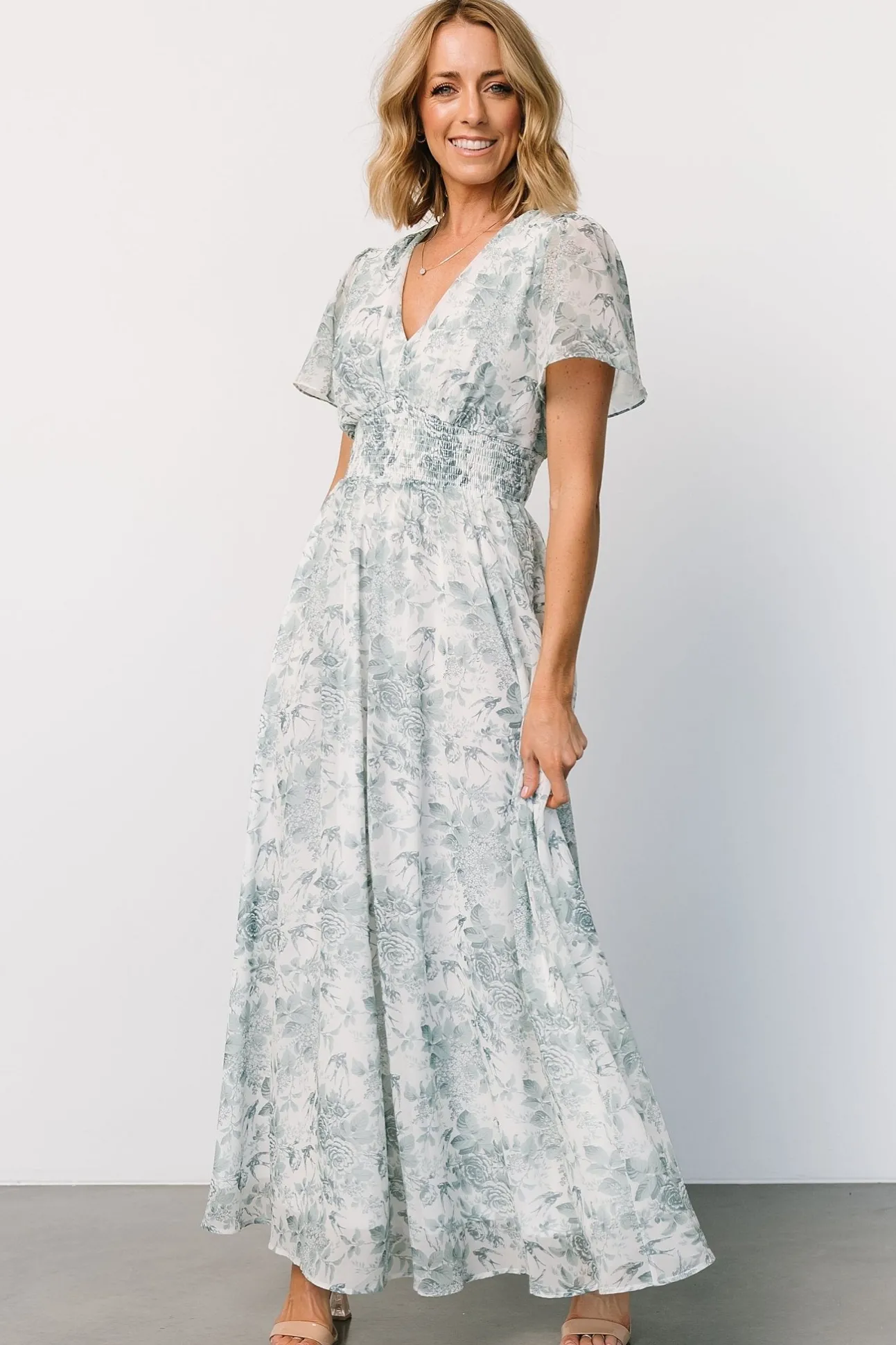 Birdie Maxi Dress | White + Sage Floral | Baltic Born Cheap