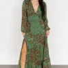 Bowman Deep V Maxi Dress | Green Multi | Baltic Born Online