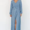 Breanne Faux Wrap Maxi Dress | Slate Blue | Baltic Born New