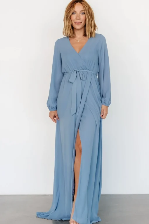 Breanne Faux Wrap Maxi Dress | Slate Blue | Baltic Born New