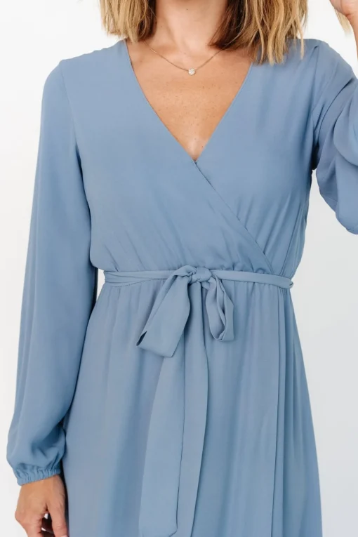 Breanne Faux Wrap Maxi Dress | Slate Blue | Baltic Born New