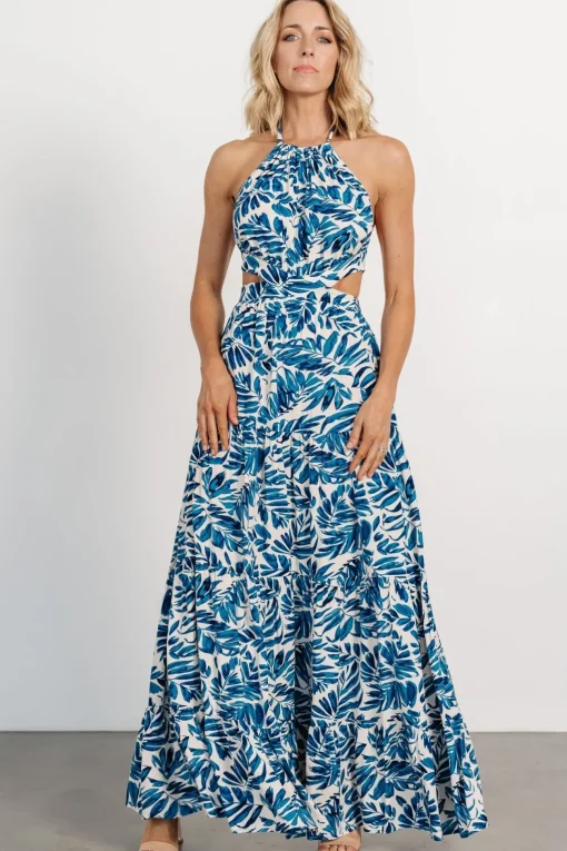 Brett Halter Maxi Dress | Cobalt Print | Baltic Born Cheap