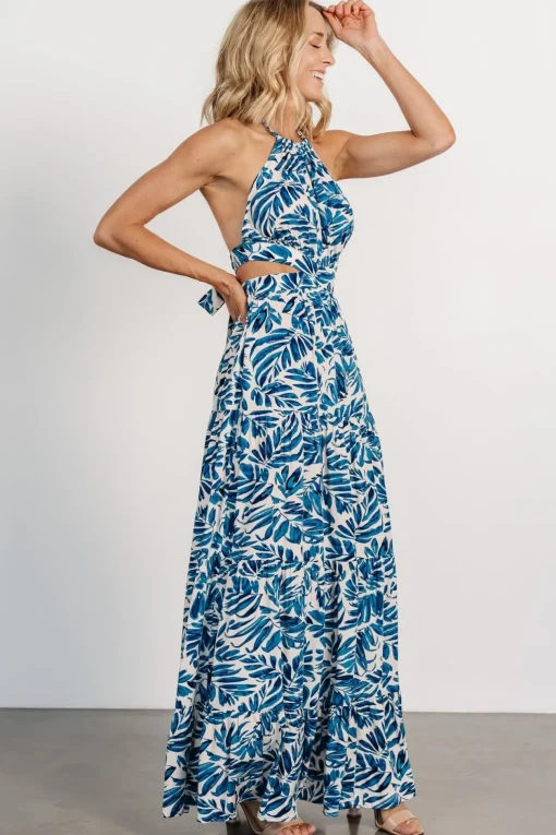 Brett Halter Maxi Dress | Cobalt Print | Baltic Born Cheap