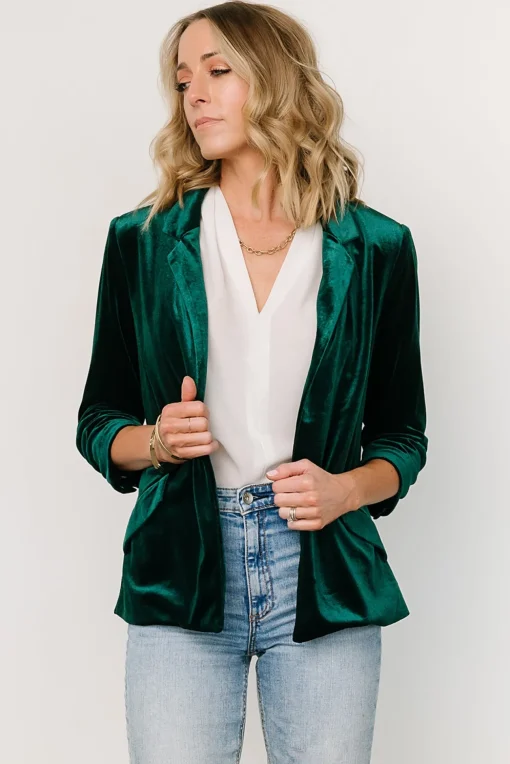 Brinton Velvet Blazer | Dark Green | Baltic Born Outlet