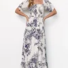 Capri Smocked Maxi Dress | Ivory + Blue Floral | Baltic Born Outlet