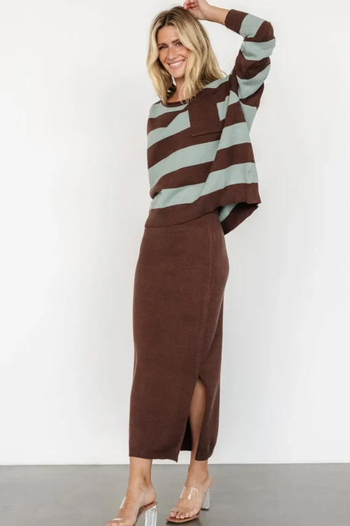 Carlotta Sweater + Skirt Set | Brown + Turquoise | Baltic Born Shop