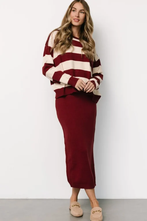Carlotta Sweater + Skirt Set | Burgundy + Cream | Baltic Born Clearance