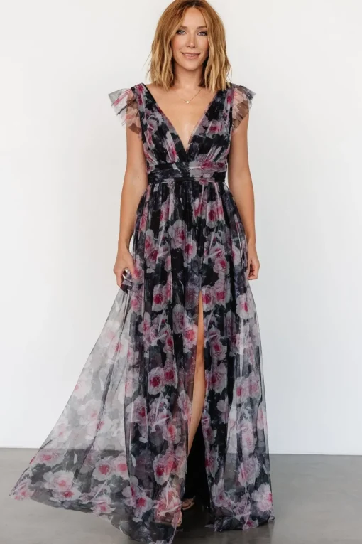 Carmine Maxi Dress | Black Floral | Baltic Born Discount