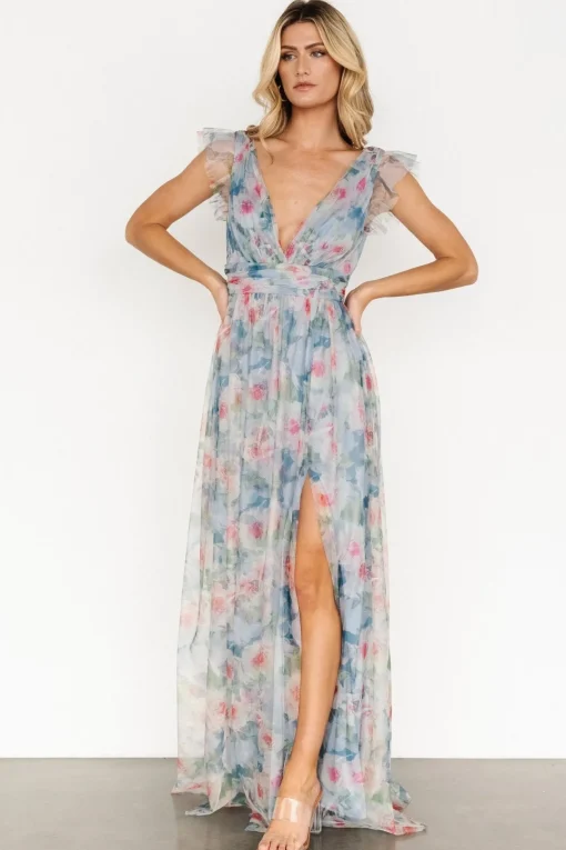 Carmine Maxi Dress | Dusty Blue Floral | Baltic Born Flash Sale
