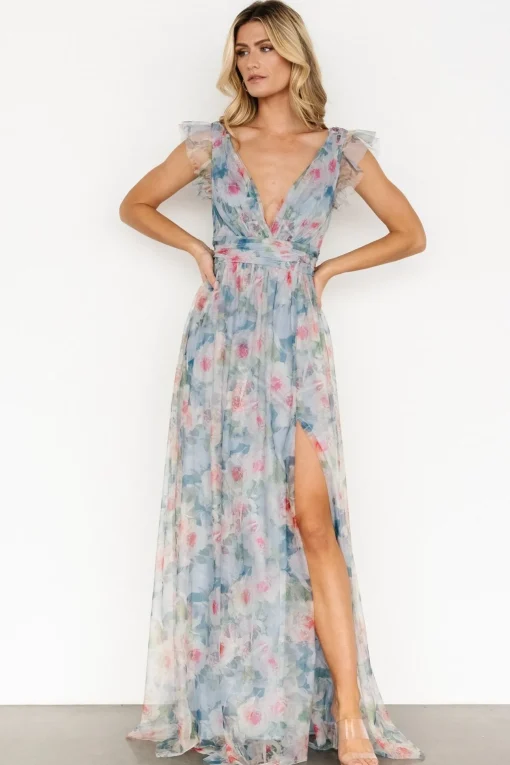 Carmine Maxi Dress | Dusty Blue Floral | Baltic Born Flash Sale