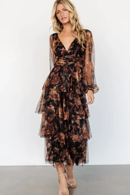 Carolina Tulle Tiered Maxi Dress | Caramel Floral | Baltic Born Store