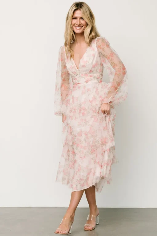 Carolina Tulle Tiered Maxi Dress | Blush Floral | Baltic Born Store