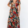 Cassie Short Sleeve Dress | Dark Green Floral | Baltic Born Cheap