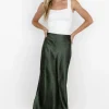 Celeste Satin Midi Skirt | Dark Green | Baltic Born Online