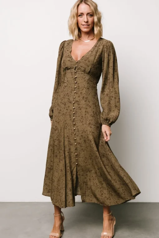 Claudine Maxi Dress | Olive Print | Baltic Born Best Sale