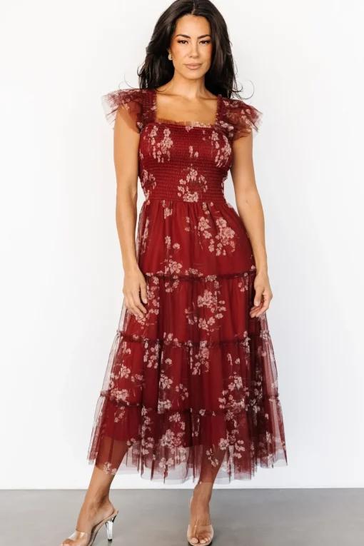 Clementine Tulle Midi Dress | Rust Floral | Baltic Born Sale
