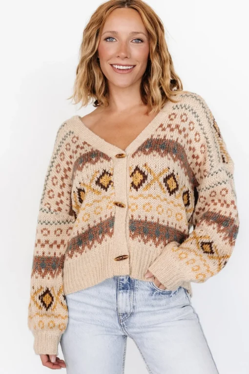 Cody Knit Cardigan | Taupe Multi | Baltic Born Fashion