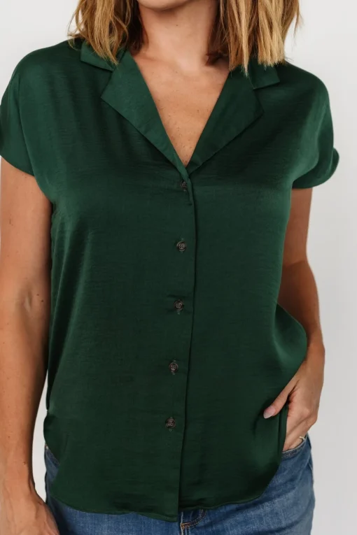 Corey Button Top | Hunter Green | Baltic Born Flash Sale