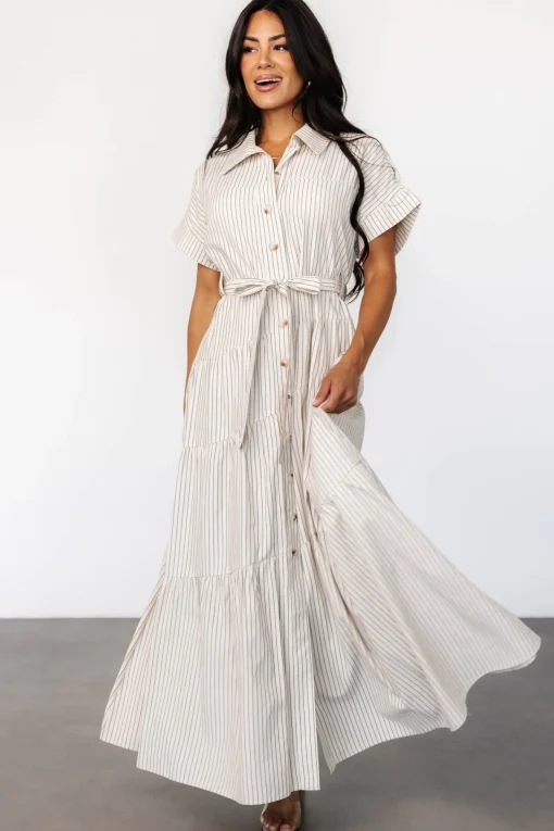 Covey Button Up Maxi Dress | Cream Stripe | Baltic Born Hot