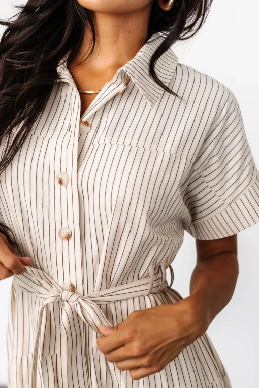 Covey Button Up Maxi Dress | Cream Stripe | Baltic Born Hot