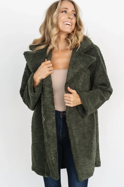 Damien Sherpa Coat | Dark Green | Baltic Born Fashion