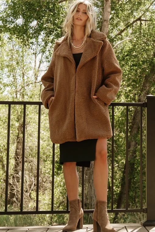 Damien Sherpa Coat | Dark Camel | Baltic Born Outlet