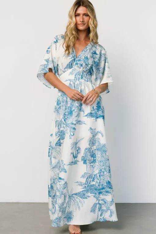 Dara Maxi Dress | Ivory + Blue Print | Baltic Born Outlet