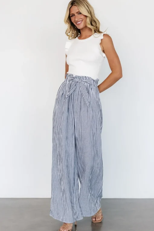 Delphi Wide Leg Pants | Navy Stripe | Baltic Born Sale