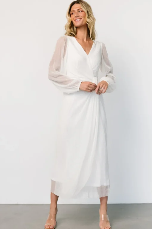 Devlyn Pleated Dress | White Shimmer | Baltic Born Hot