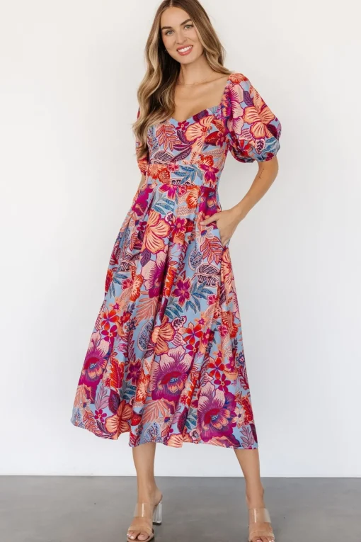 Elisha Midi Dress | Blue + Multi Floral | Baltic Born New