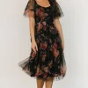 Gwyneth Tulle Midi Dress | Black Multi | Baltic Born Fashion