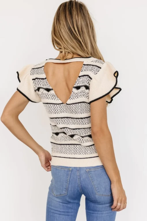 Herriman Knit Top | Cream + Black | Baltic Born Fashion