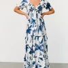 Hilaria Maxi Dress | White + Blue | Baltic Born New