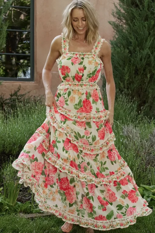 Julieta Tiered Maxi Dress | Off White Floral | Baltic Born Online