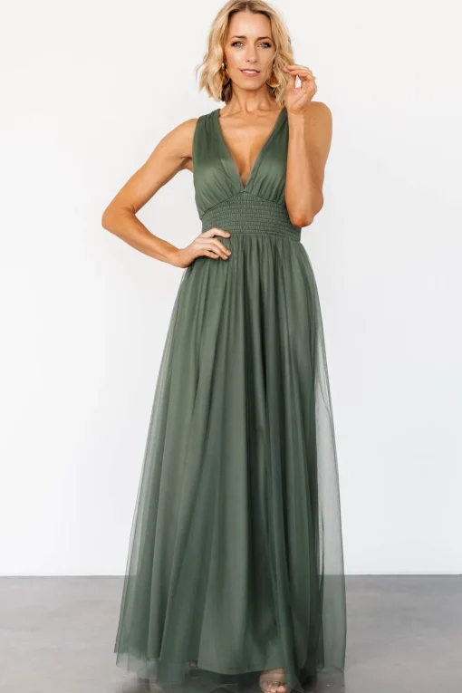 Kamila Tulle Maxi Dress | Dark Sage | Baltic Born Cheap