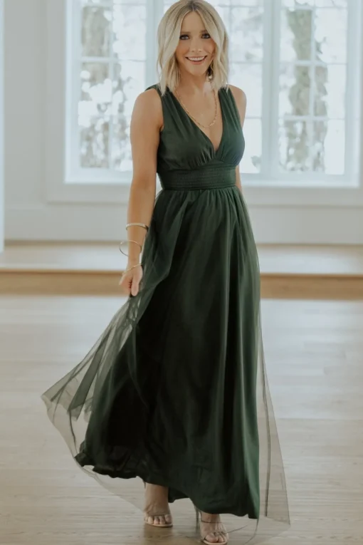 Kamila Tulle Maxi Dress | Juniper Green | Baltic Born Cheap