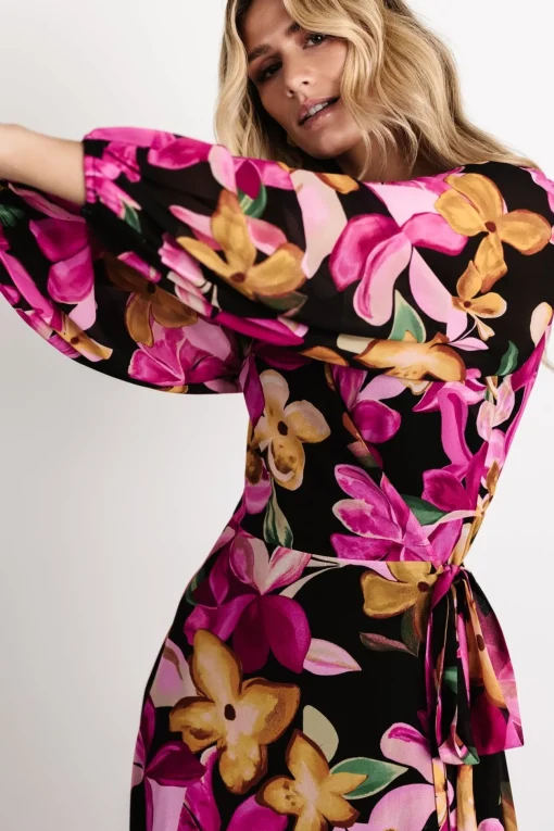 Katinka Wrap Maxi Dress | Black Multi Floral | Baltic Born Cheap