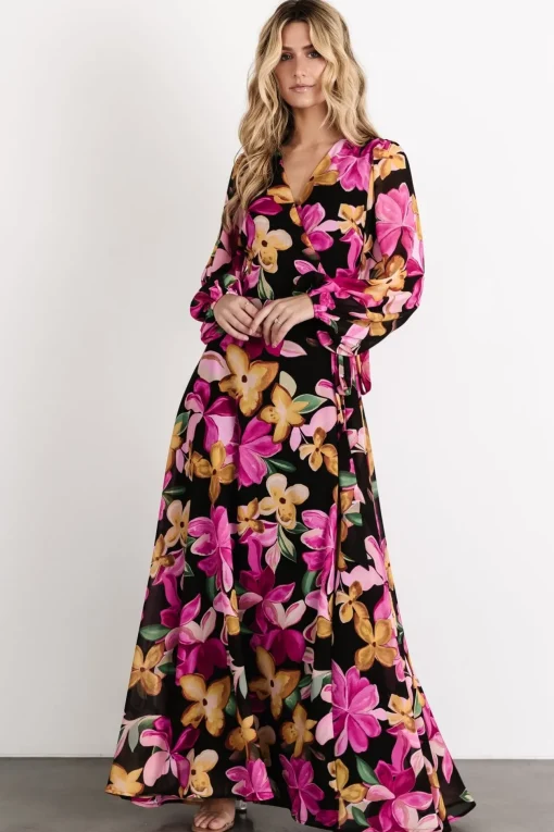 Katinka Wrap Maxi Dress | Black Multi Floral | Baltic Born Cheap