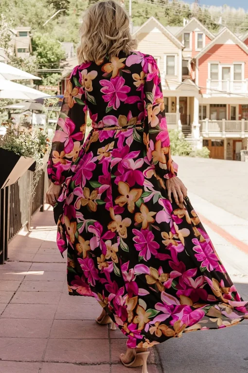 Katinka Wrap Maxi Dress | Black Multi Floral | Baltic Born Cheap
